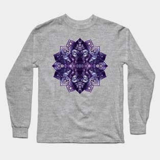 Blue/Purple Paint Pour Mandala Long Sleeve T-Shirt